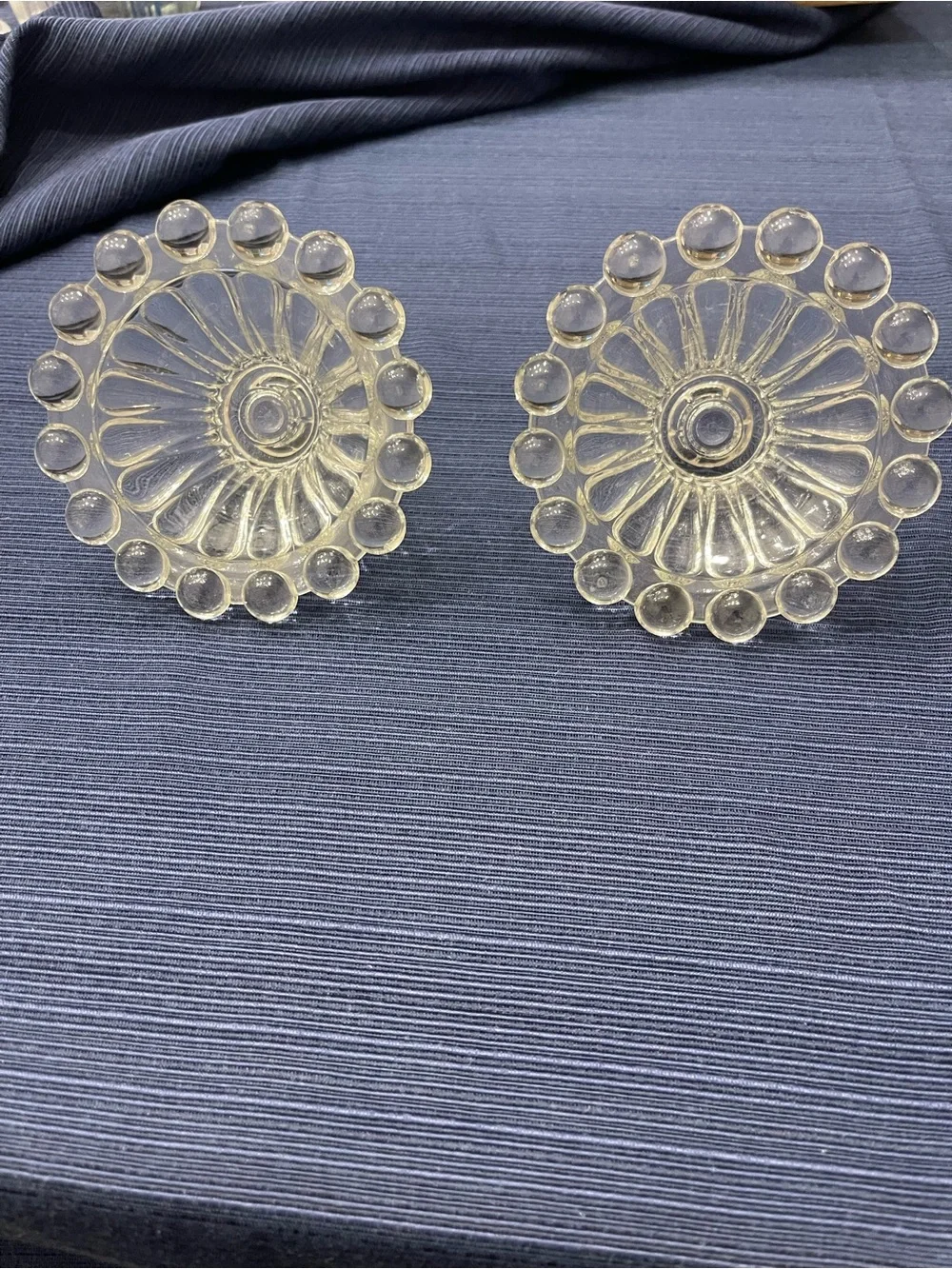 Vintage-Style Clear Glass Bubble-Rim Candle Holders (Set of 2)